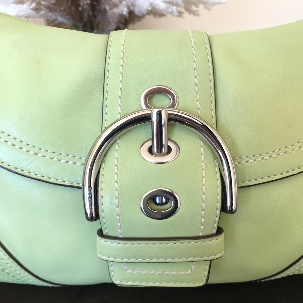 Coach Vintage Soho Buckle Flap Leather Shoulder Bag, 2006 Y2K, Lime Green, 10577 - Picture 6 of 16